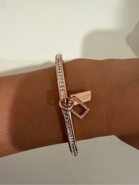 Coach Rose Gold Crystal-Embellished Bangle with Signature Charms